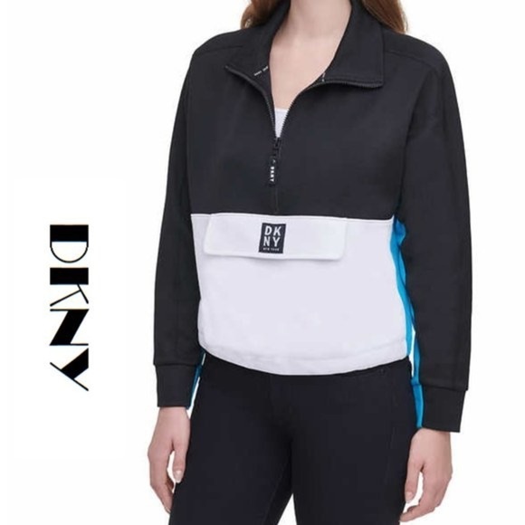 DKNY Sweatshirt Jacket Zip Colorblock Pullover - Picture 1 of 9